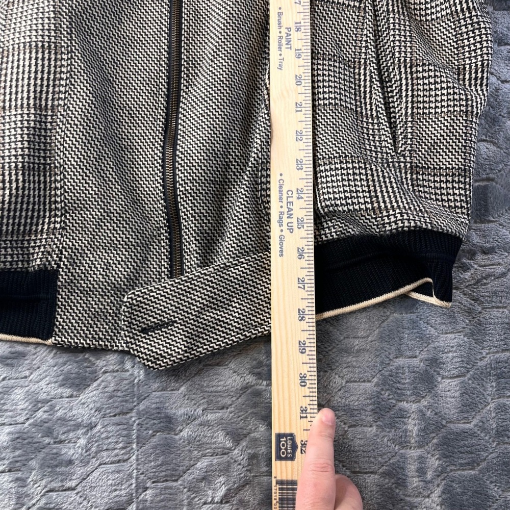 Tomas Creation Mens VTG 100% Wool Bomber Jacket Italian Plaid VII Black Brown - Picture 5 of 10
